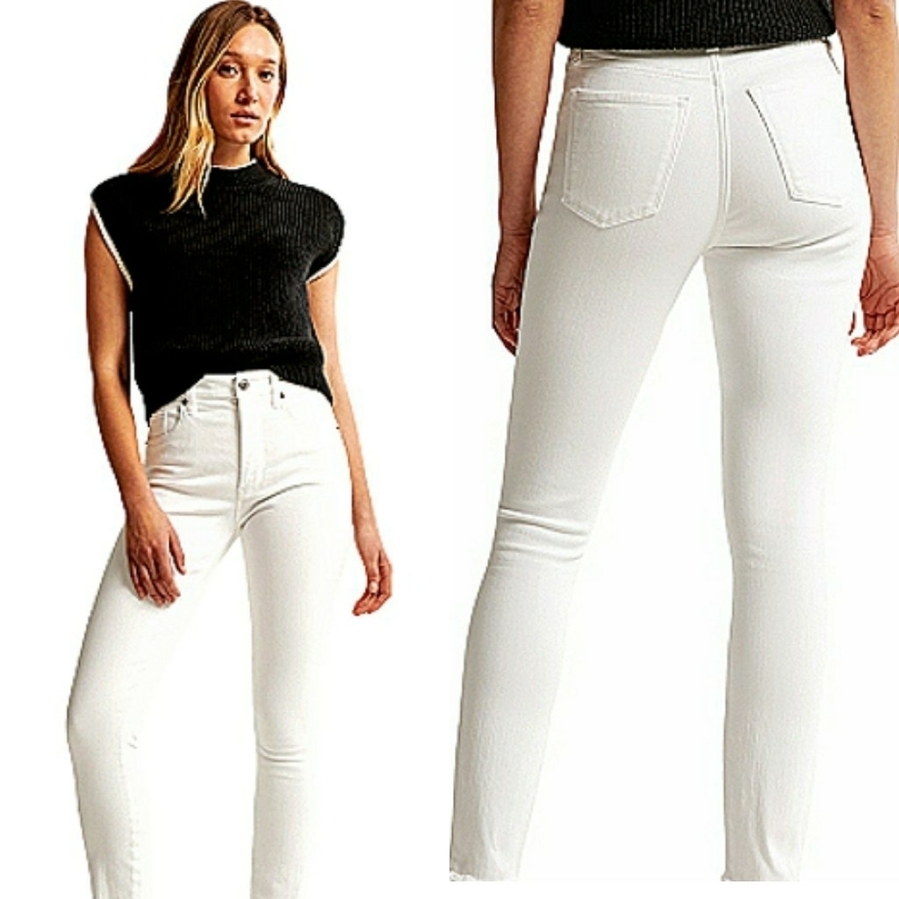 Abercrombie & Fitch White High Rise Super Skinny Jeans Curve Love Y2K Size 24